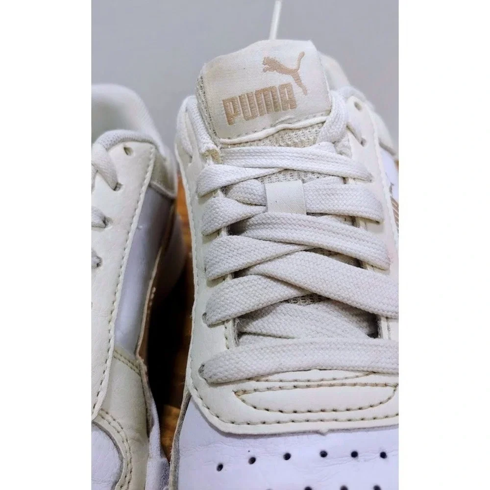 Puma Carter Jr Sneakers Youth 4 White Pink‎  Lace Up Shoes 396316-38 Streetwear